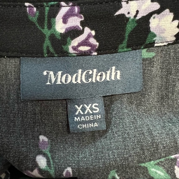 NWT MODCLOTH Floral 70s Tie Waist Button Front High Rise‎ Wide Leg Jumpsuit XXS - Picture 5 of 9